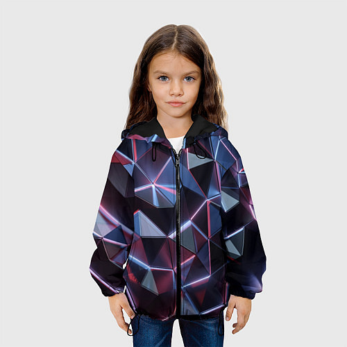 Детская куртка Неоновые геометрические плиты / 3D-Черный – фото 3