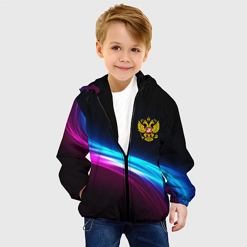 Детская куртка Россия неоновые волны / 3D-Черный – фото 4