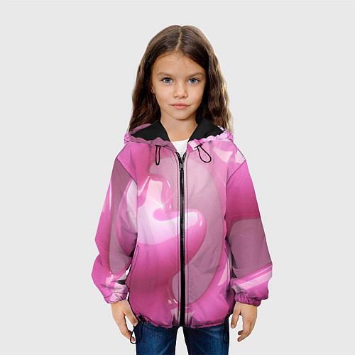 Детская куртка Розовые краски абстракция / 3D-Черный – фото 3