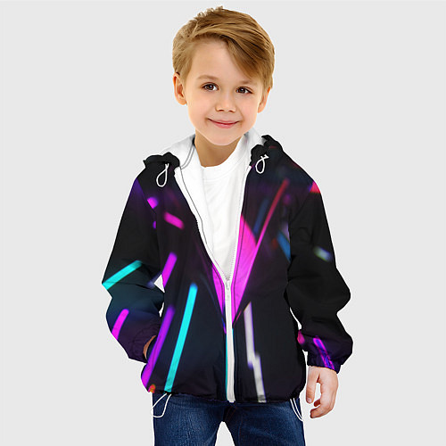 Детская куртка Оптические лучи неон / 3D-Белый – фото 4