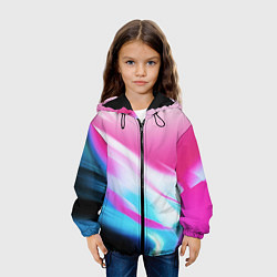 Куртка с капюшоном детская Неоновые краски градиент, цвет: 3D-черный — фото 2