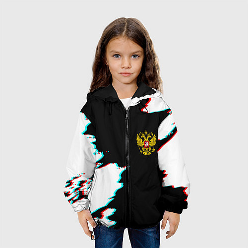 Детская куртка Герб глитч краски / 3D-Черный – фото 3