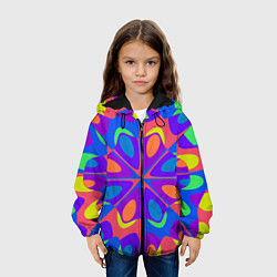 Куртка с капюшоном детская Оптический узор красочная мозаика, цвет: 3D-черный — фото 2