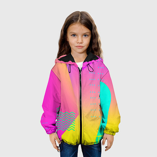 Детская куртка Неоновая геометрия градиент / 3D-Черный – фото 3