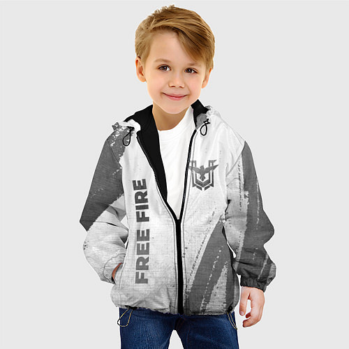 Детская куртка Free Fire - white gradient вертикально / 3D-Черный – фото 4