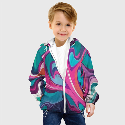 Детская куртка Эбру краска / 3D-Белый – фото 4