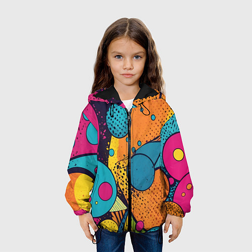Детская куртка Поп-арт абстракция круги / 3D-Черный – фото 3