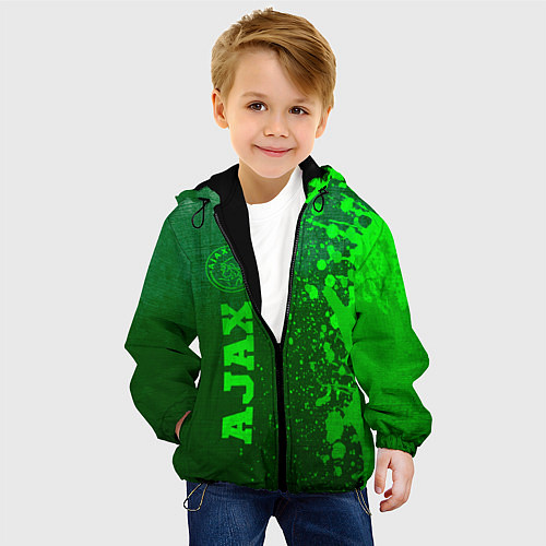 Детская куртка Ajax - green gradient по-вертикали / 3D-Черный – фото 4