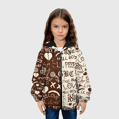 Детская куртка Lil peep retro pattern / 3D-Черный – фото 3