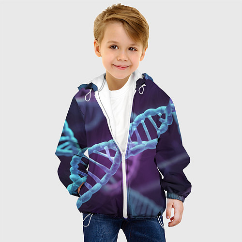 Детская куртка Неоновые спирали ДНК / 3D-Белый – фото 4