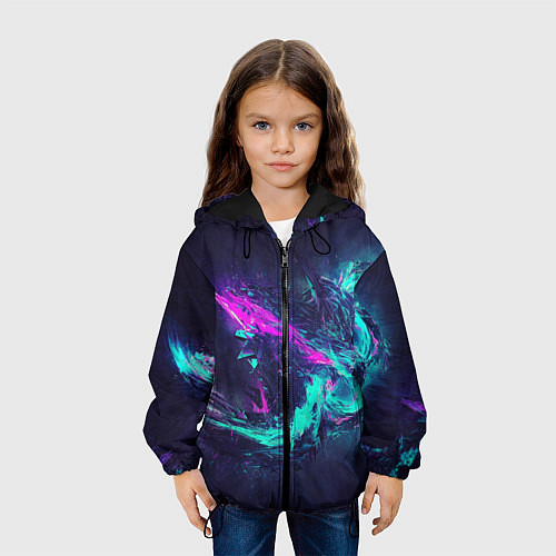 Детская куртка Неоновые краски абстракция / 3D-Черный – фото 3