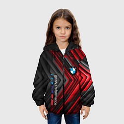 Куртка с капюшоном детская BMW geometry stripes red, цвет: 3D-черный — фото 2