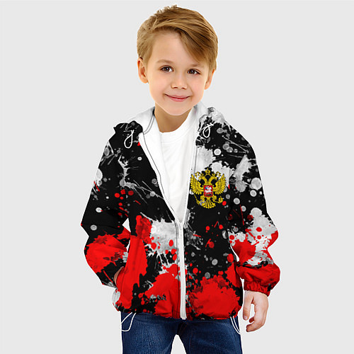 Детская куртка Герб РФ абстрактыне краски / 3D-Белый – фото 4