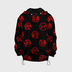 Куртка с капюшоном детская Twenty one pilots rose pattern, цвет: 3D-черный