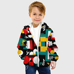 Куртка с капюшоном детская Абстрактный паттерн, фигуры, цвет: 3D-белый — фото 2