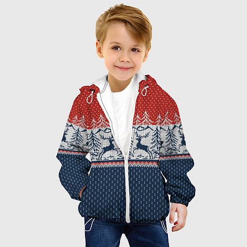 Детская куртка Новогодний вязаный узор / 3D-Белый – фото 4