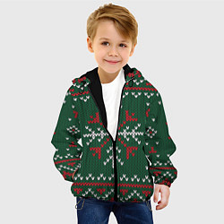 Куртка с капюшоном детская Knitted Snowflake Pattern, цвет: 3D-черный — фото 2