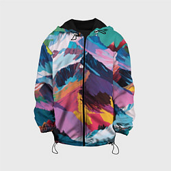 Куртка с капюшоном детская Горы краски, цвет: 3D-черный