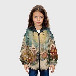 Куртка с капюшоном детская Милый новогодний городок, цвет: 3D-черный — фото 2