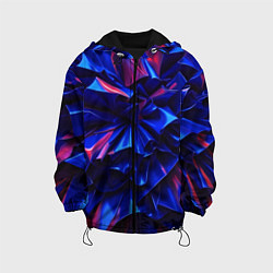 Куртка с капюшоном детская Синие абстрактные изгибы, цвет: 3D-черный