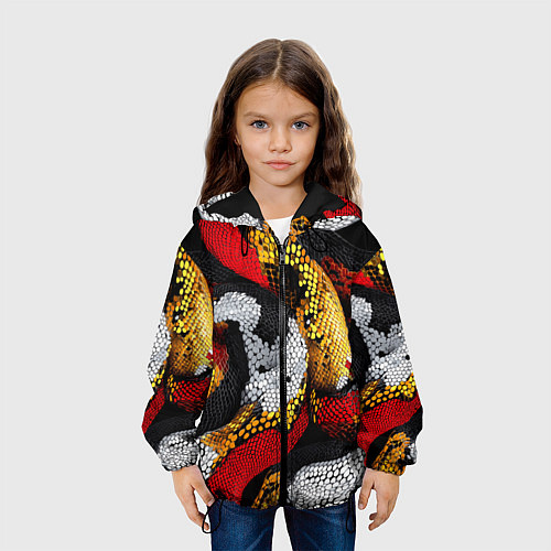 Детская куртка Яркий змеиный паттерн / 3D-Черный – фото 3