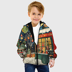 Куртка с капюшоном детская Праздничная атмосфера кафе, цвет: 3D-черный — фото 2