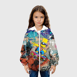 Куртка с капюшоном детская Bart Simpson on a skateboard - graffiti, цвет: 3D-белый — фото 2