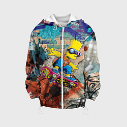 Куртка с капюшоном детская Bart Simpson on a skateboard - graffiti, цвет: 3D-белый