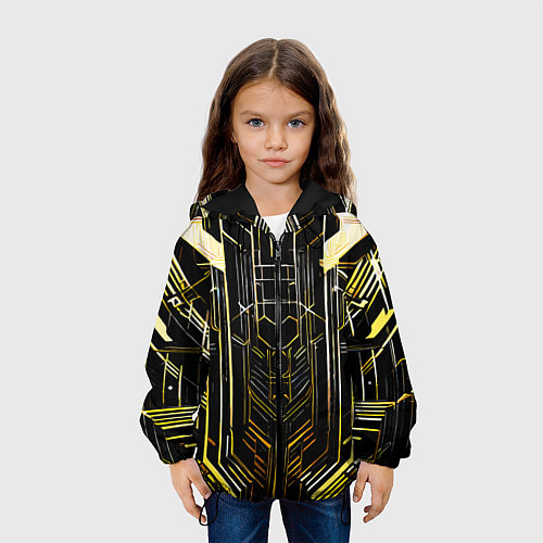 Детская куртка Gold lines on a black background / 3D-Черный – фото 3