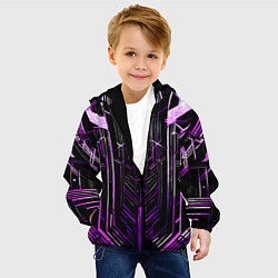 Куртка с капюшоном детская Purple lines on a black background, цвет: 3D-черный — фото 2
