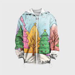 Детская куртка Разноцветные елочки и деревья