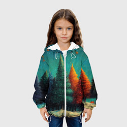 Куртка с капюшоном детская Разноцветные елочки, цвет: 3D-белый — фото 2