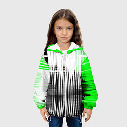 Куртка с капюшоном детская Зелёно-чёрный гранж на белом фоне, цвет: 3D-белый — фото 2