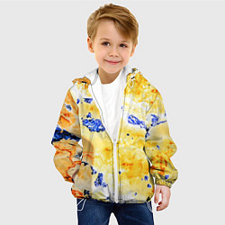 Куртка с капюшоном детская Сине-золотая абстракция, цвет: 3D-белый — фото 2
