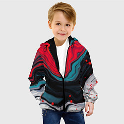 Куртка с капюшоном детская Абстракция эбру, цвет: 3D-черный — фото 2