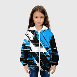 Куртка с капюшоном детская Diagonal black and white stripes on a blue backgro, цвет: 3D-белый — фото 2