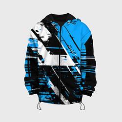 Куртка с капюшоном детская Diagonal black and white stripes on a blue backgro, цвет: 3D-черный