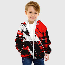 Куртка с капюшоном детская Diagonal black and white stripes on a red backgrou, цвет: 3D-белый — фото 2