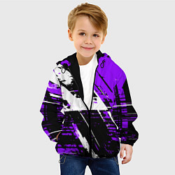 Куртка с капюшоном детская Diagonal black and white stripes on a purple backg, цвет: 3D-черный — фото 2