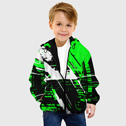 Куртка с капюшоном детская Diagonal black and white stripes on a green backgr, цвет: 3D-черный — фото 2