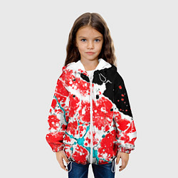Куртка с капюшоном детская Сине красная абстракция на чёрном фоне, цвет: 3D-белый — фото 2
