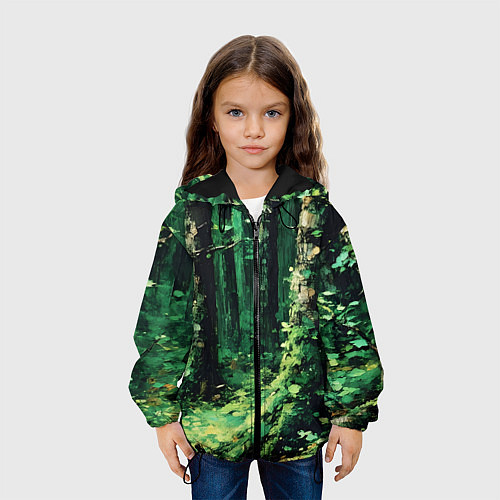 Детская куртка Зелёный летний лес / 3D-Черный – фото 3