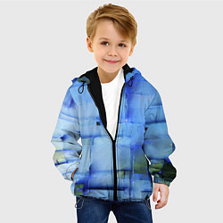Куртка с капюшоном детская Чёрные пятна на синем фоне абстракция, цвет: 3D-черный — фото 2