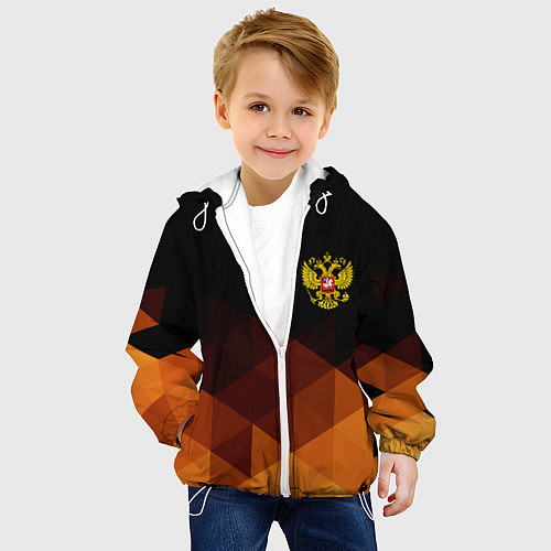 Детская куртка Герб России геометрия / 3D-Белый – фото 4