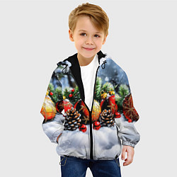 Куртка с капюшоном детская Красные и желтый новогодние шары, цвет: 3D-черный — фото 2