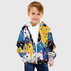 Куртка с капюшоном детская Много цветных котиков, цвет: 3D-белый — фото 2