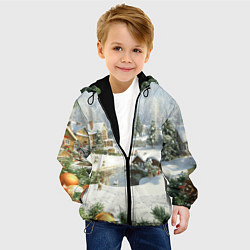 Куртка с капюшоном детская Рождественская атмосфсра, цвет: 3D-черный — фото 2