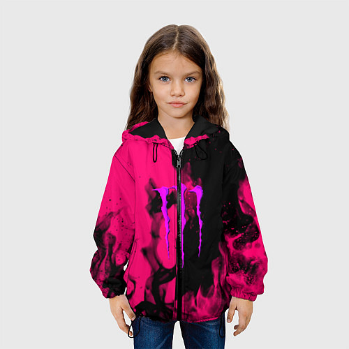Детская куртка Monster energy fire pink / 3D-Черный – фото 3