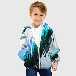 Куртка с капюшоном детская Чёрно-синие острые полосы на белом фоне, цвет: 3D-белый — фото 2