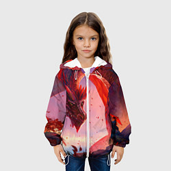 Куртка с капюшоном детская Дракон красный мифический, цвет: 3D-белый — фото 2